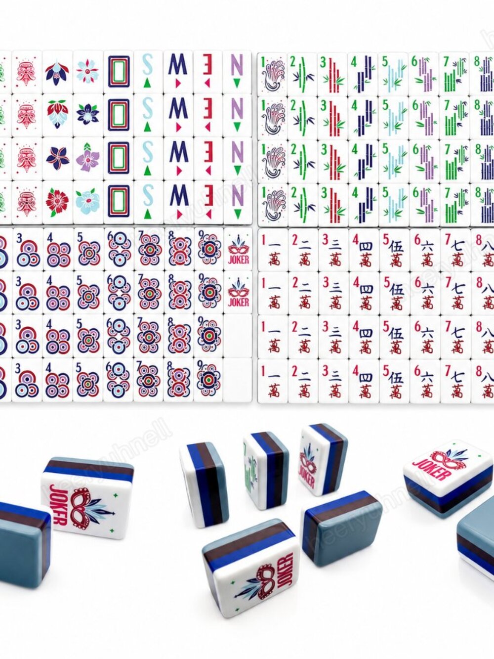 Luxury Gray Blue American Mahjong Set 160 Tiles